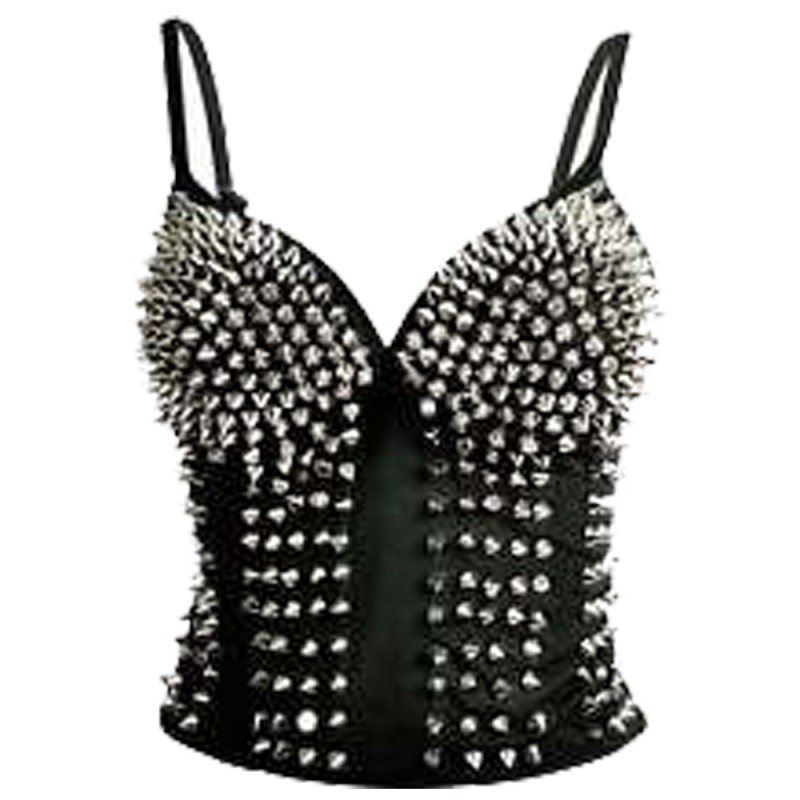 Women Studded Corset Black Blouse Punk Women Corset